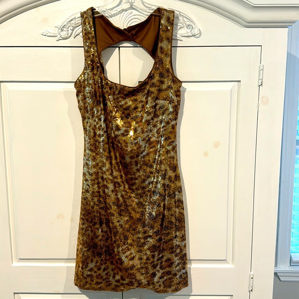 Fun sequin leopard print cocktail dress